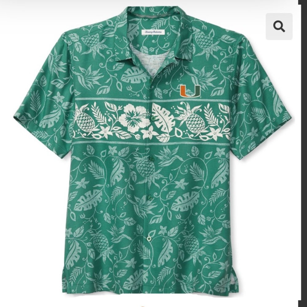 Tommy Bahama University of Miami Pina Piazzo Camp Shirt